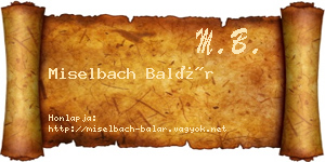 Miselbach Balár névjegykártya